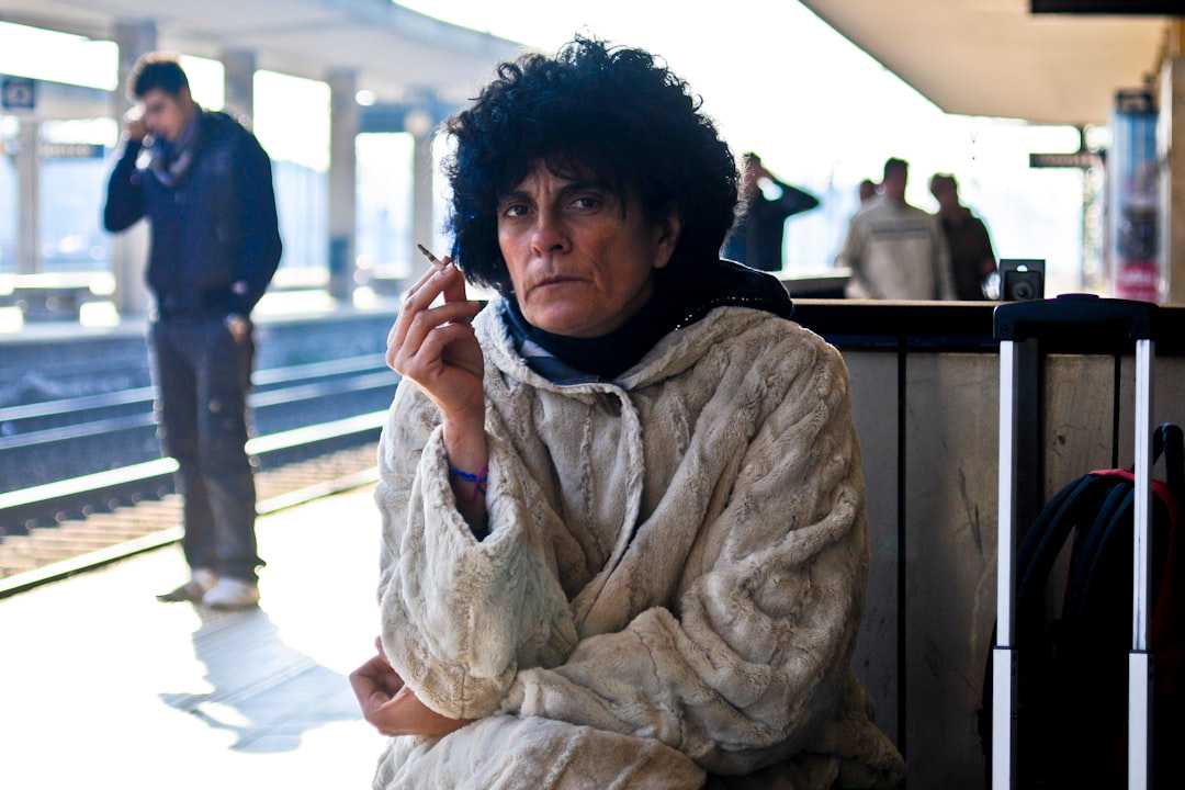 A European waiting at a railway station