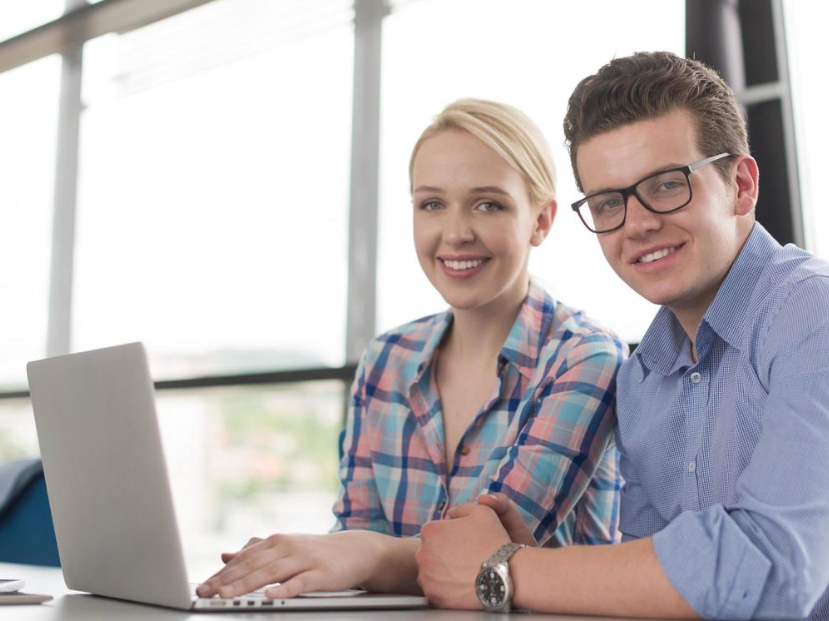 A couple studying